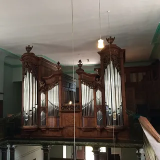 rekonstruierter Zinnprospekt ab Juli 2017; Vorbild sind die Prospektpfeifen der Schneiderorgel als Maldorf