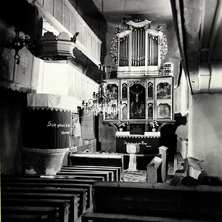 alte Aufnahme mit Originalzustand in der Evang. Kirche in Schweischer