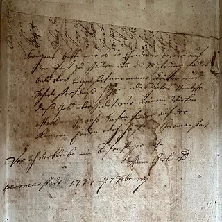 Schrifstück in der Orgel zum Abdichten: datiert Hermannstadt 1777